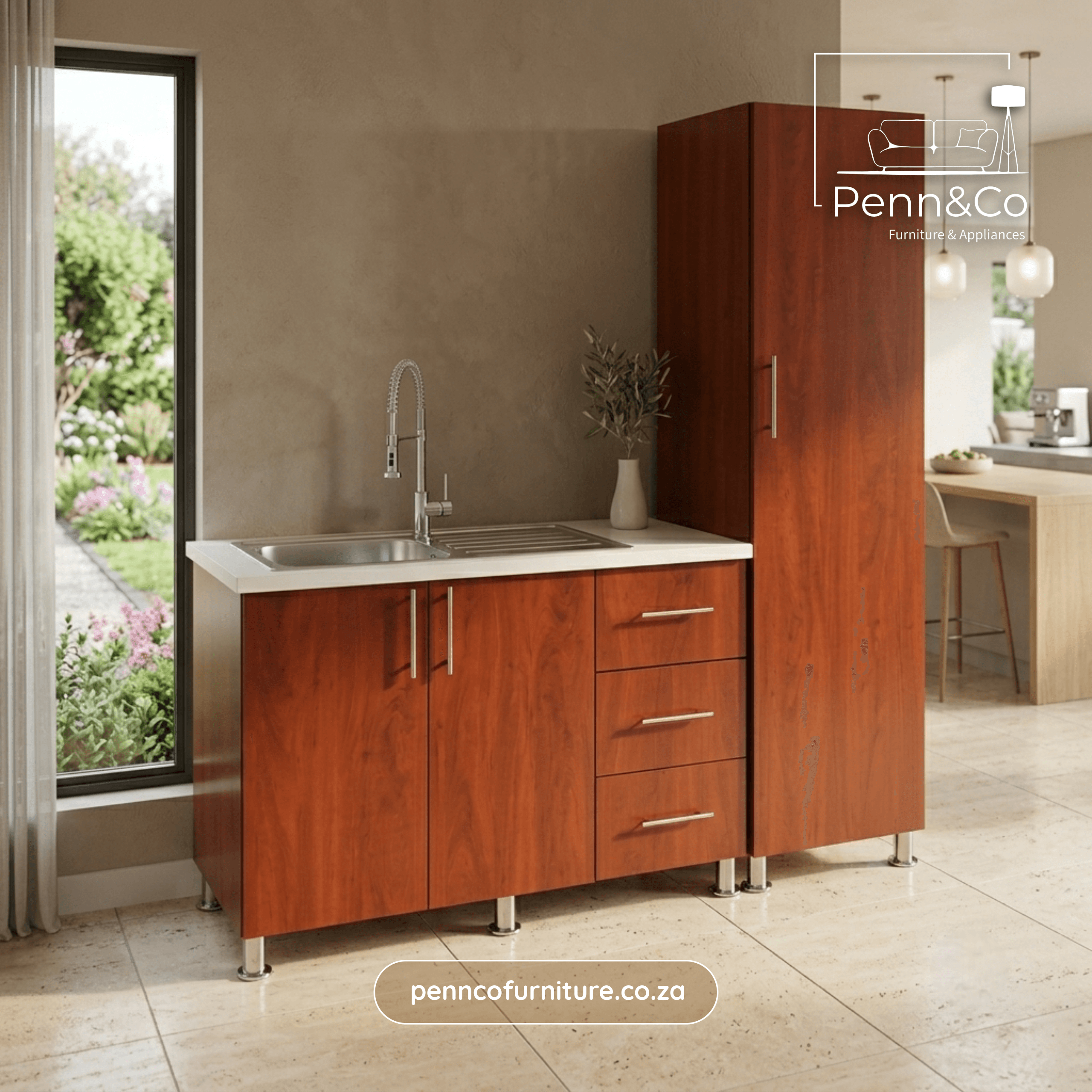 Grand Kitchen Sink Unit with Pantry Tower & Drawers – (S1)