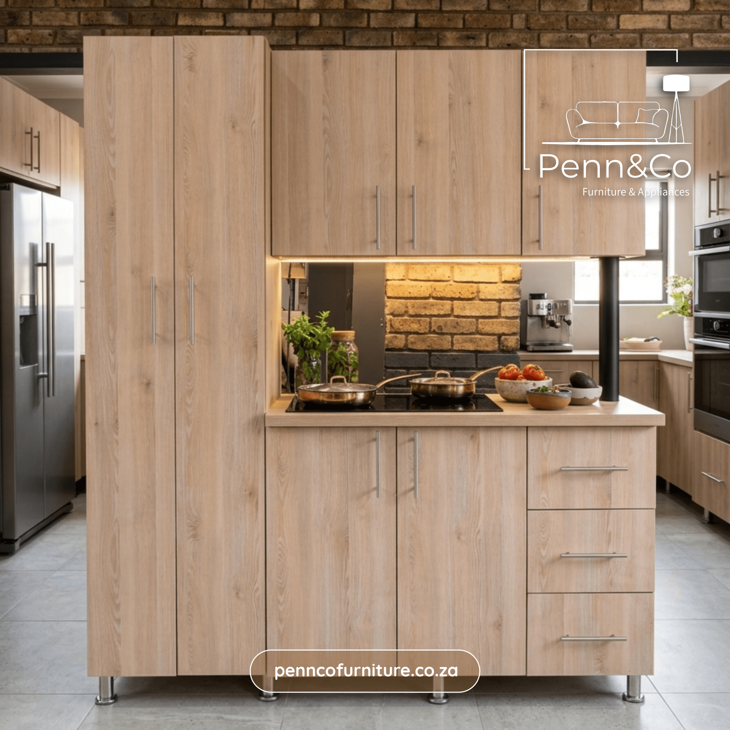 Imperial Oak Kitchen Unit with Pantry Tower & Drawers – (S1)